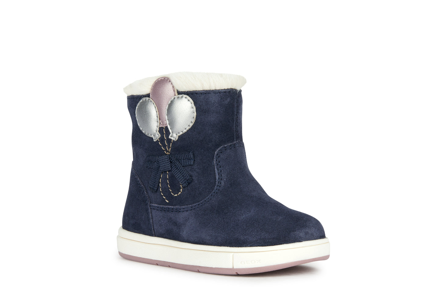 Trottola Baby Girl's Navy Pink Lined Suede Boot