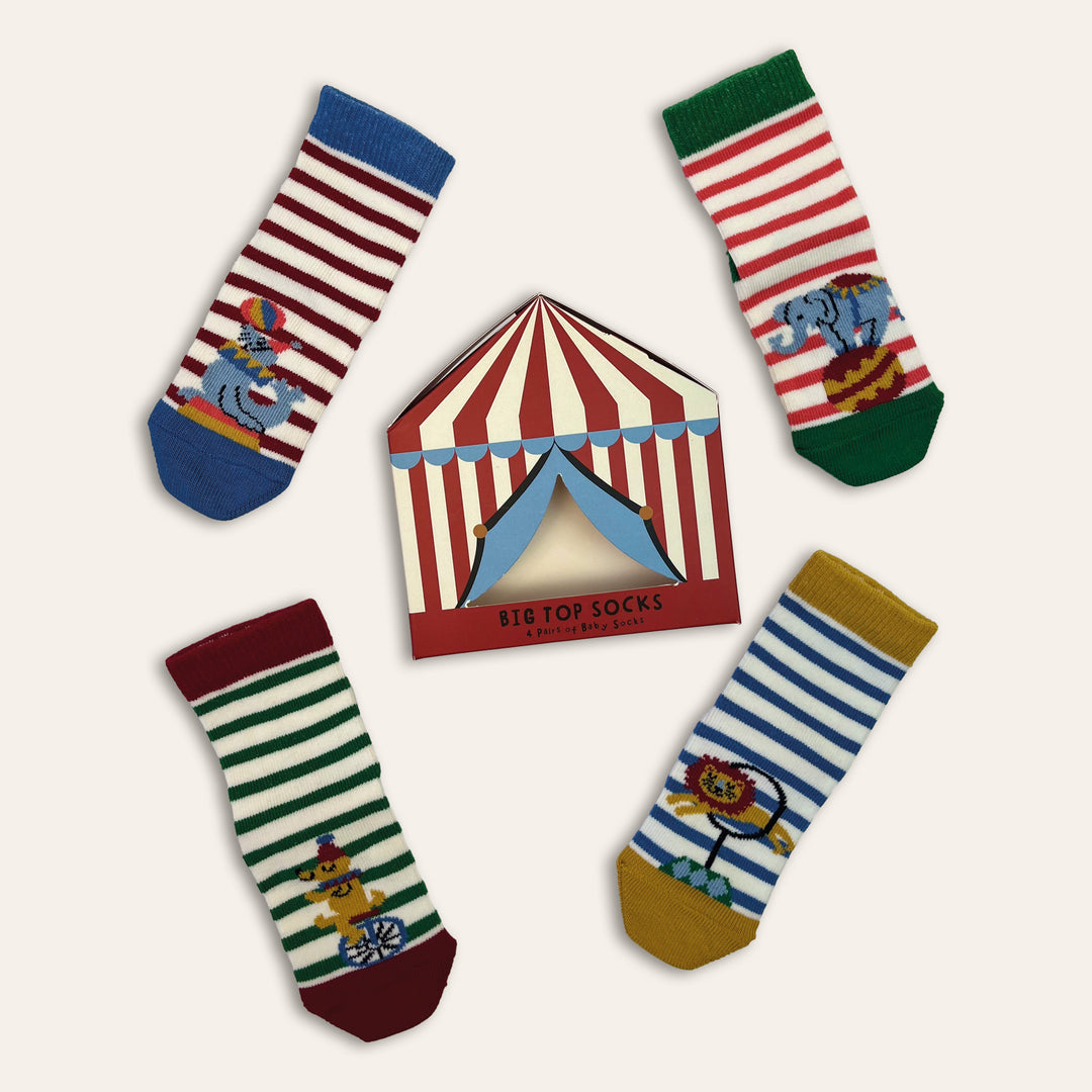 4pk Baby Cotton Big Top Socks Gift Box