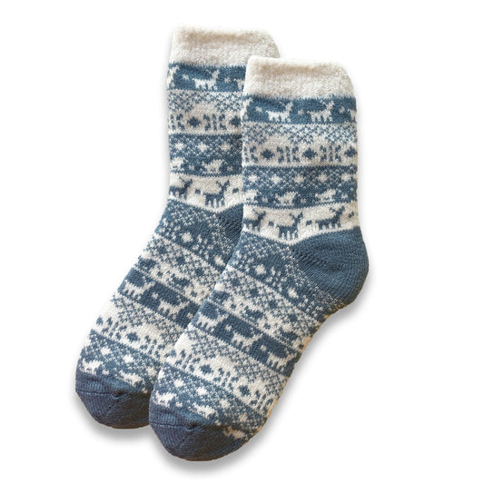 Cosy Blue Cabin Socks UK size 4-7