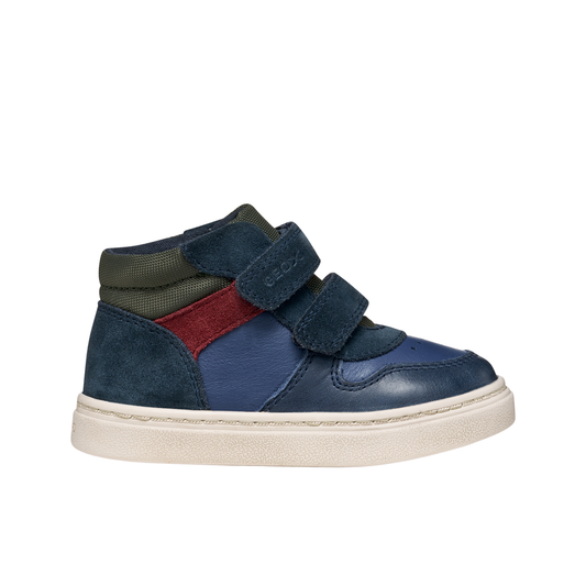 Nashik Toddler Boys Denim Blue/Dark Green Leather High Top Boot