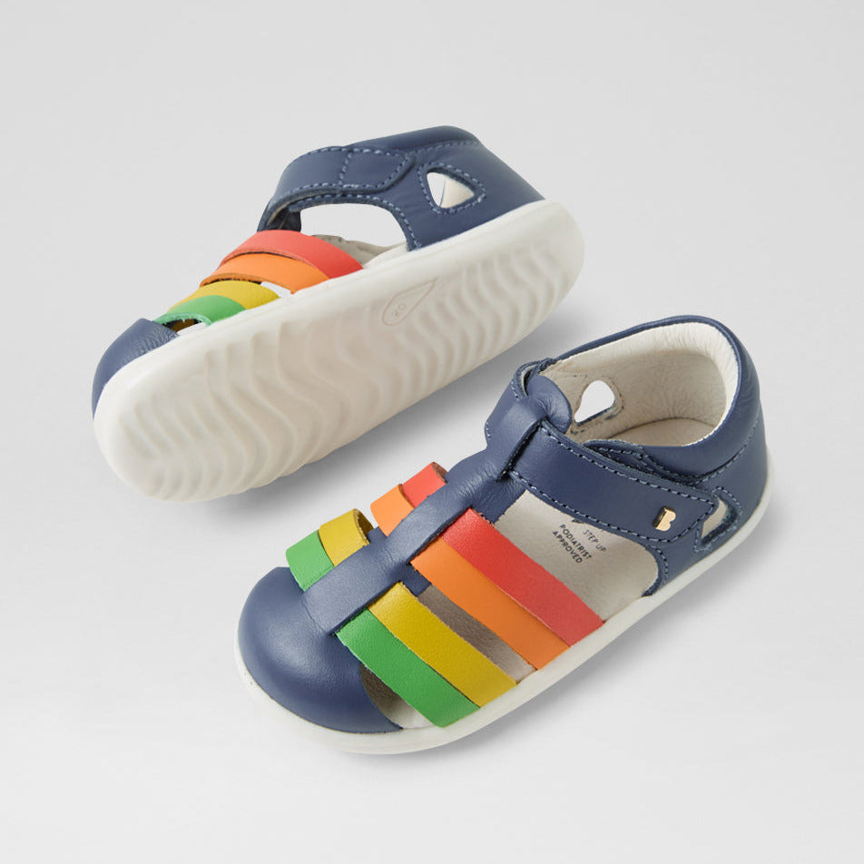 SU Tidal Vintage Indigo And Rainbow Water Safe Leather First Sandal
