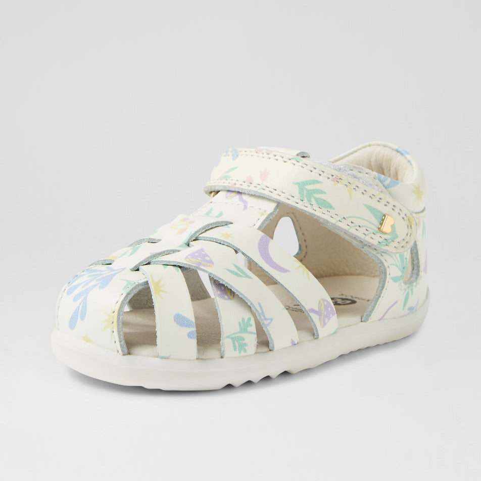 SU Tropicana II Water Safe Leather First Sandal in White Floral