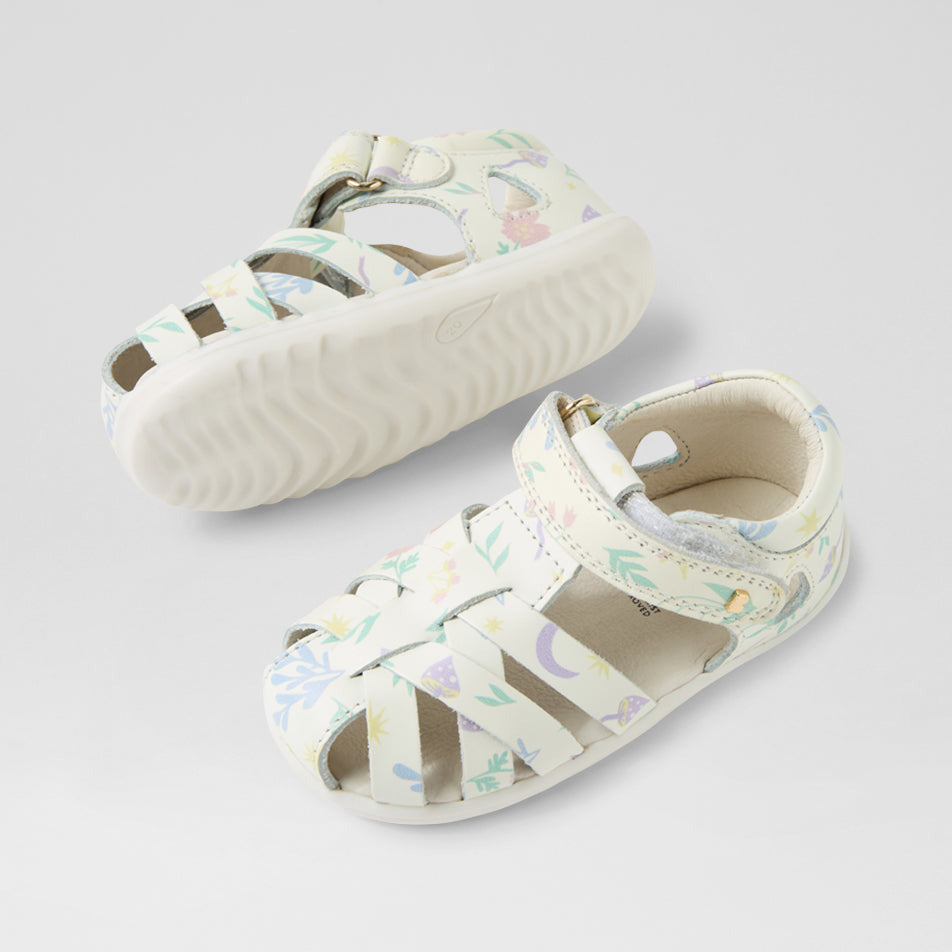 SU Tropicana II Water Safe Leather First Sandal in White Floral