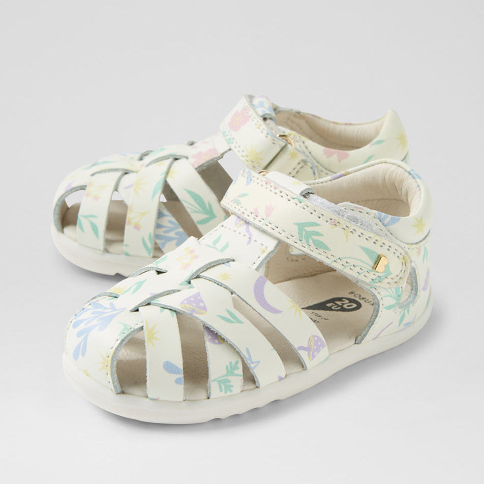 SU Tropicana II Water Safe Leather First Sandal in White Floral