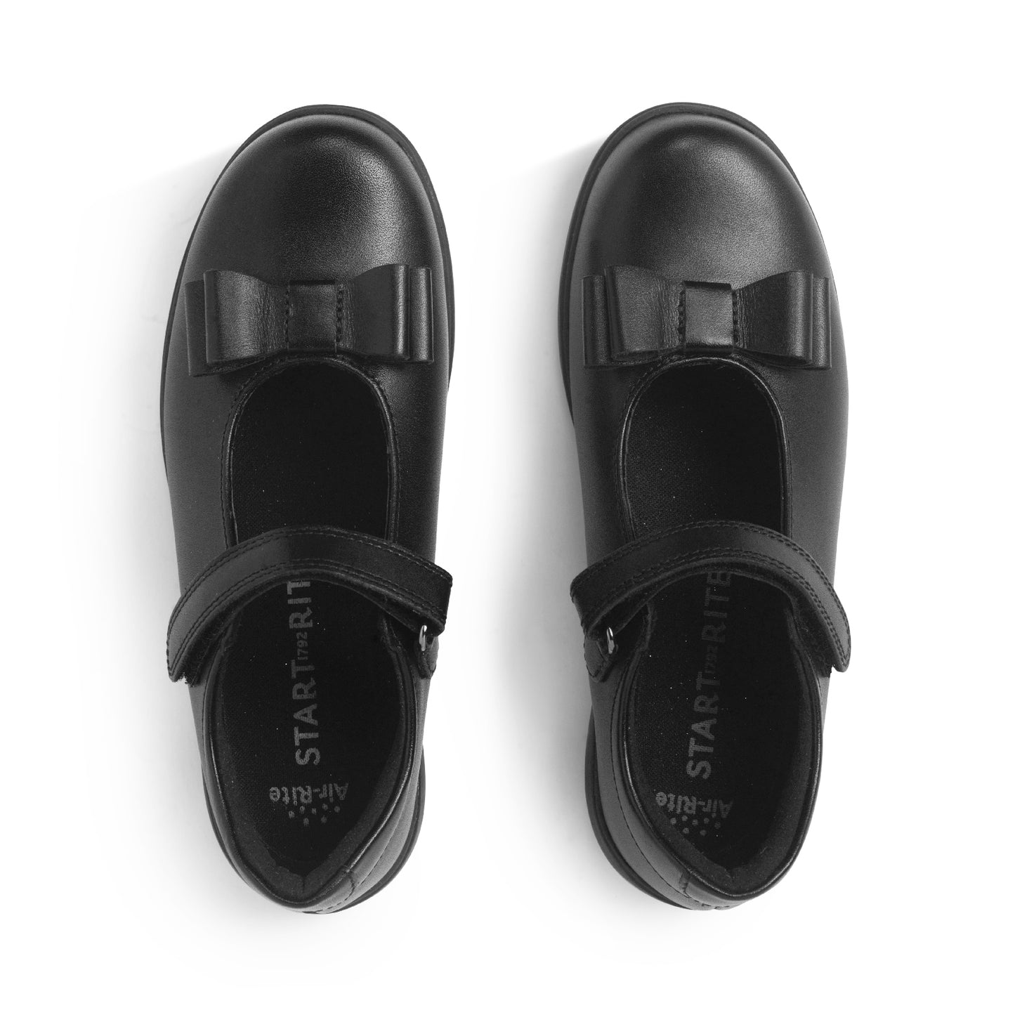 Bella Smooth Black Leather With Bow Girls School Shoe