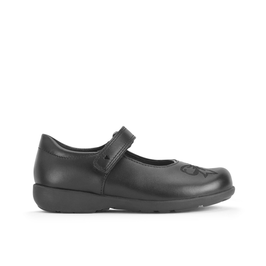 Bow Black Leather Girls School Shoe