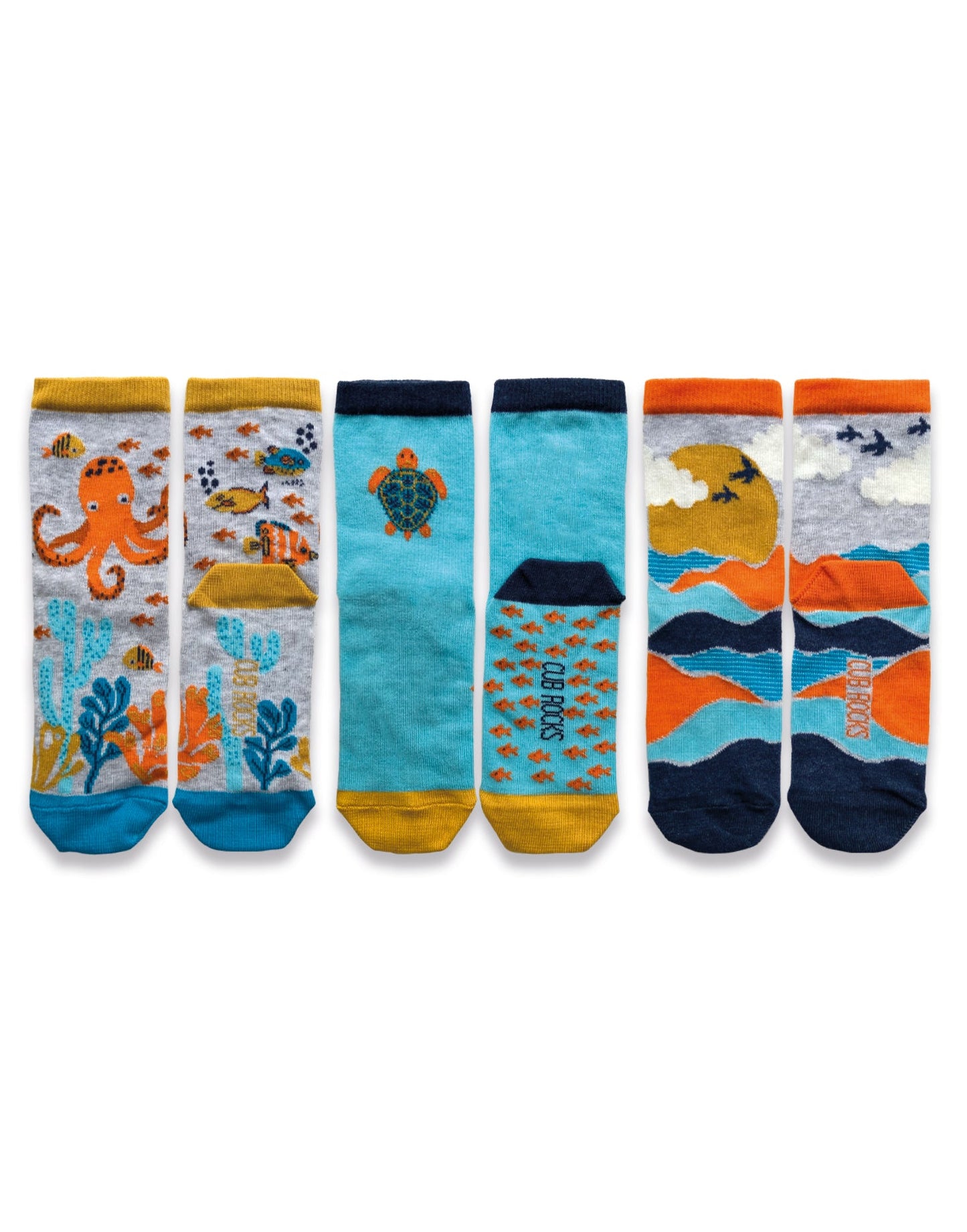 3pk New Kids Cotton Ocean Ankle Socks