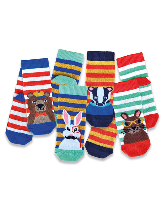 4pk Baby Cotton Animal Socks