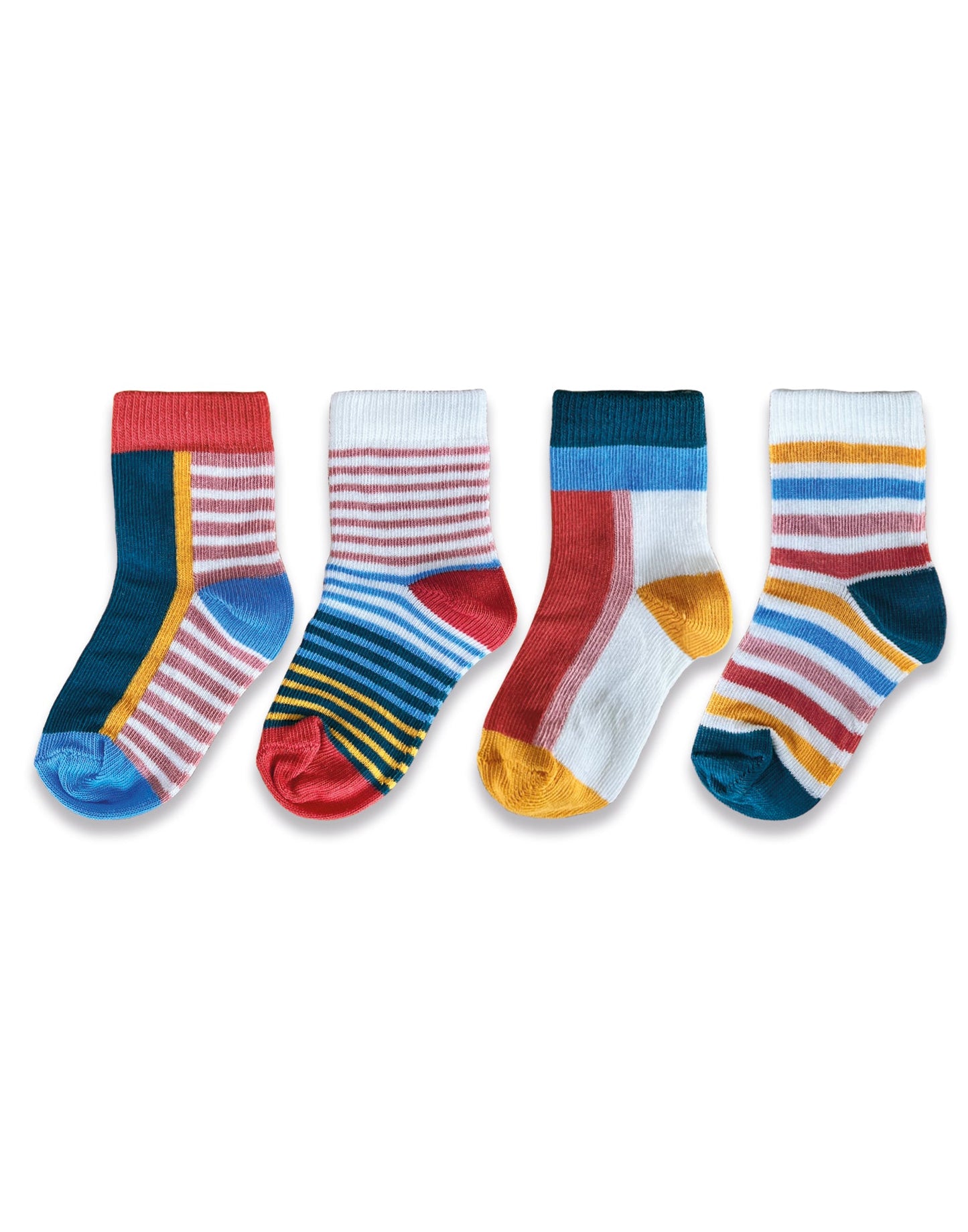 4pk Baby Cotton Block Stripe Socks