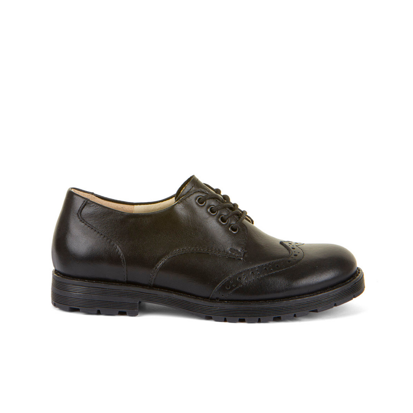 Charlie Black Leather Brogue Lace Up School Shoe