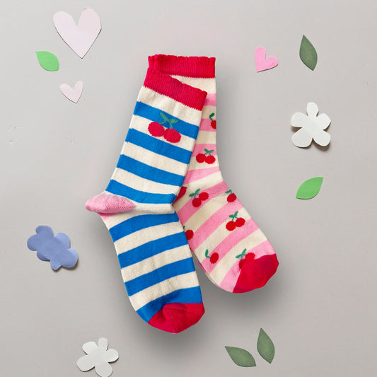 Cherry Stripe Socks 2 Pack