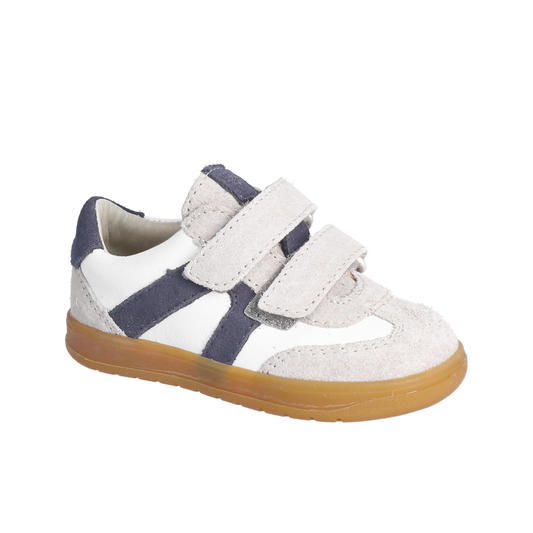 Dakota Stone, White and Navy Suede And Leather Sneaker Style Shoe