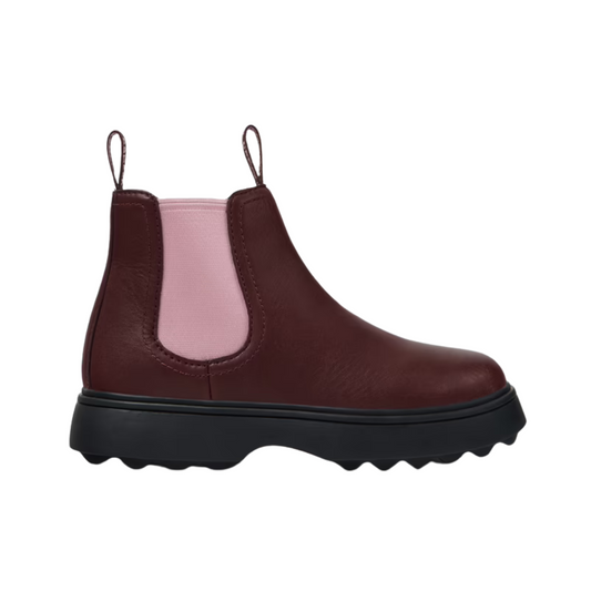 K Norte Kids Burgundy Leather Ankle Boots