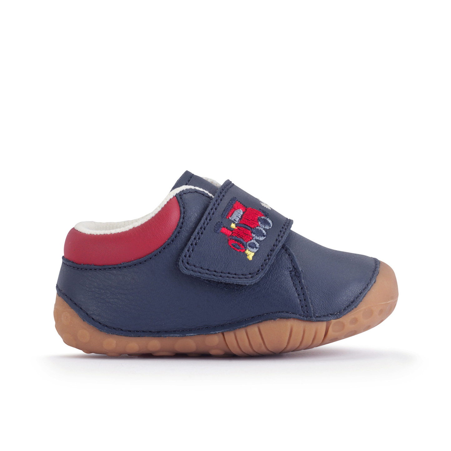 Dinky Navy Leather Train Pre Walker