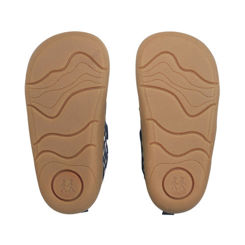 Duel Navy Floral Covered Leather First Walking Shoe