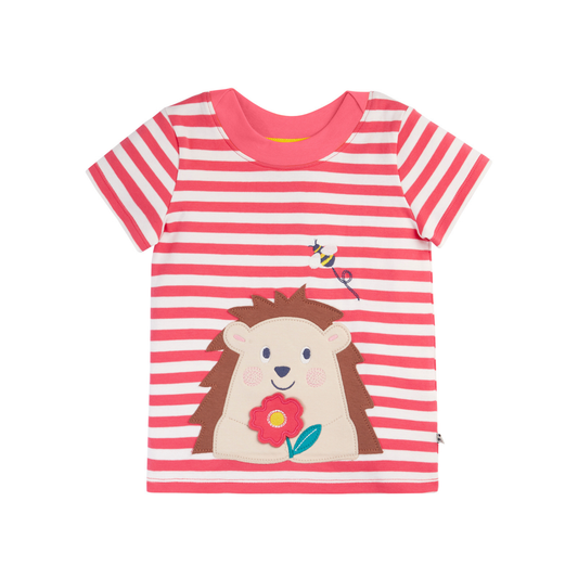 Easy On Rhubarb Stripe Hedgehog Short Sleeve T-Shirt