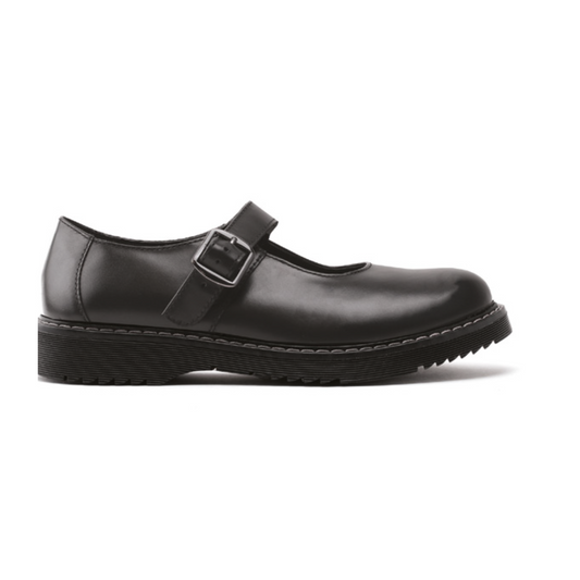 Embrace Black Leather Mary Jane Girls School Shoe