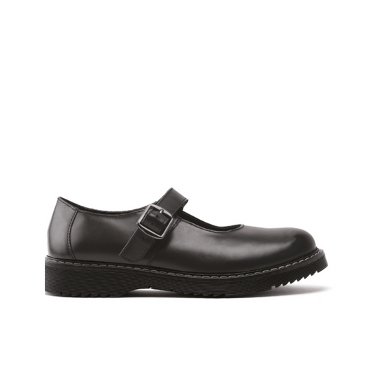 Embrace Black Leather Mary Jane Girls School Shoe