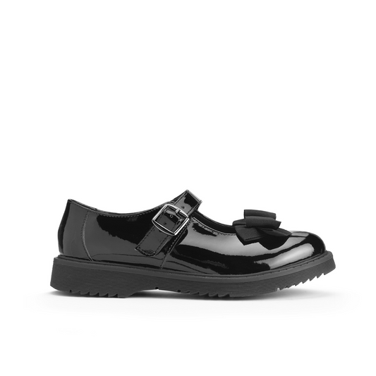 Empower Black Patent Leather Mary Jane Girls School Shoe With Bow