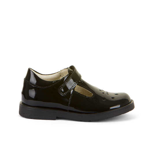 Evia Black Patent Leather T-Bar Girl's School Shoe