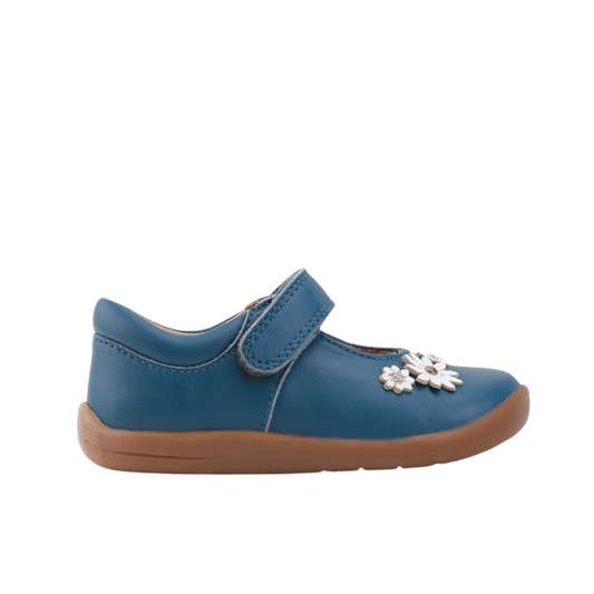 Fairy Tale Blue Leather Girl's First Walking Shoe