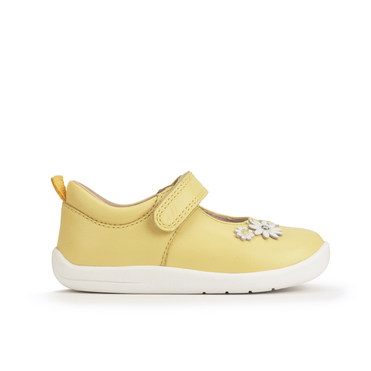Fairy Tale Yellow Leather Girl's Riptape First Walking Shoe