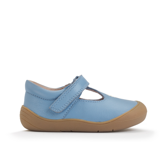 Floret Cornflower Blue Leather Girls First Shoe