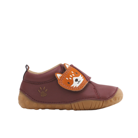 Fox Tail Burgundy Leather Riptape Pre-walker Shoe