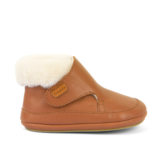 Barefoot Furry Cognac Leather Pre Walkers