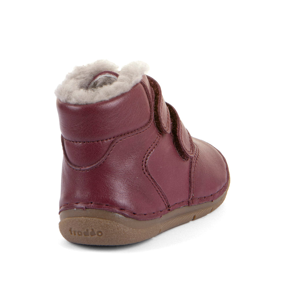 Paix Up Winter Waterproof Warm Lined Bordeaux Leather First Walking Boot