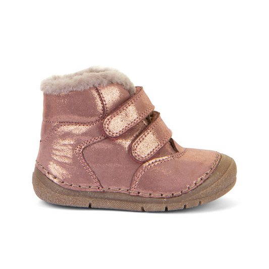 Paix Up Winter Warm Lined Pink Gold Leather First Walking Boot