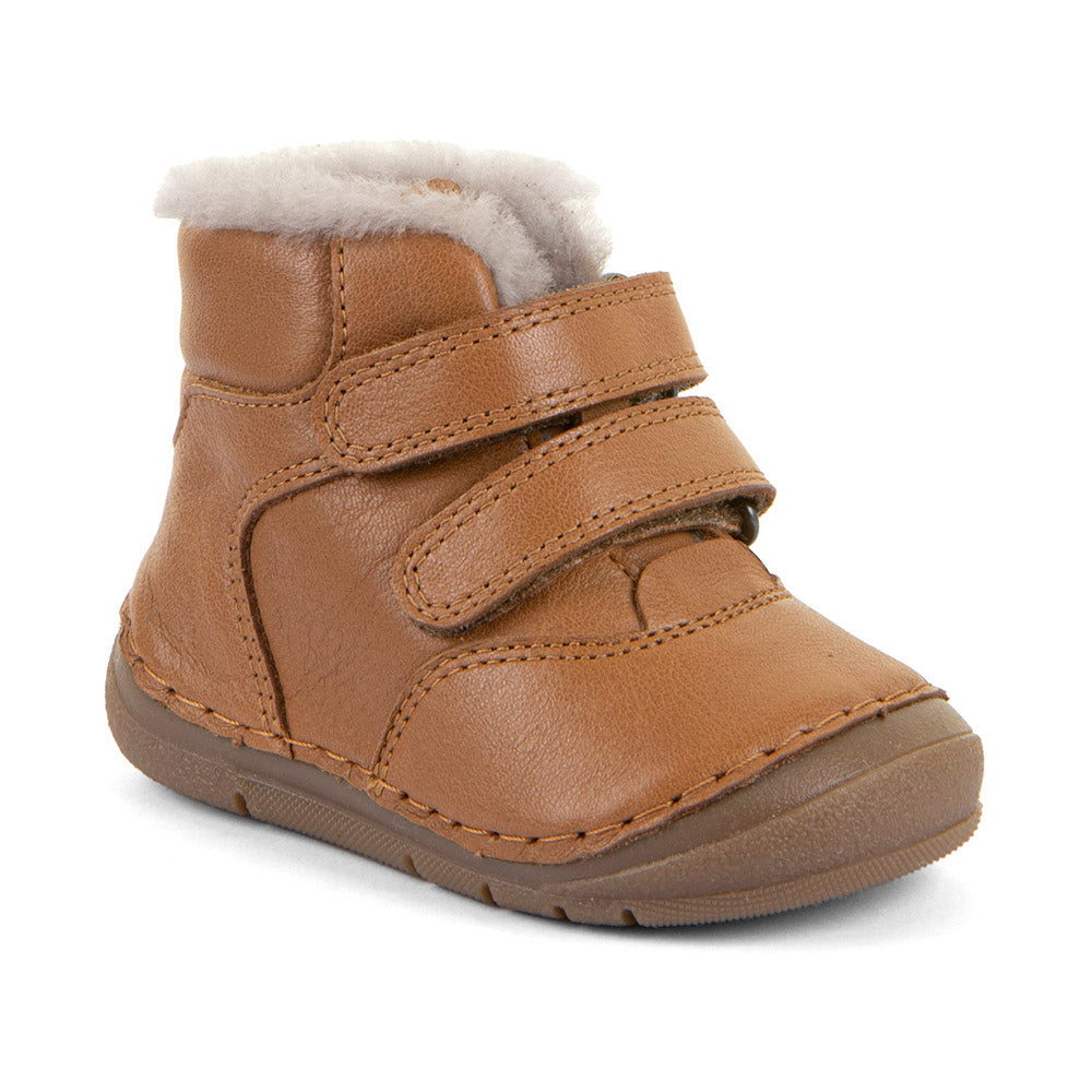 Paix Up Winter Waterproof Warm Lined Cognac Leather First Walking Boot