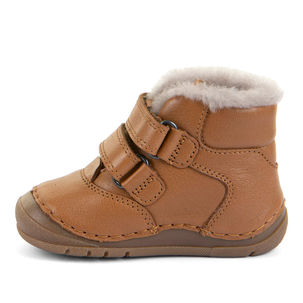 Paix Up Winter Waterproof Warm Lined Cognac Leather First Walking Boot