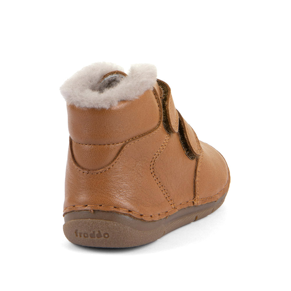 Paix Up Winter Waterproof Warm Lined Cognac Leather First Walking Boot