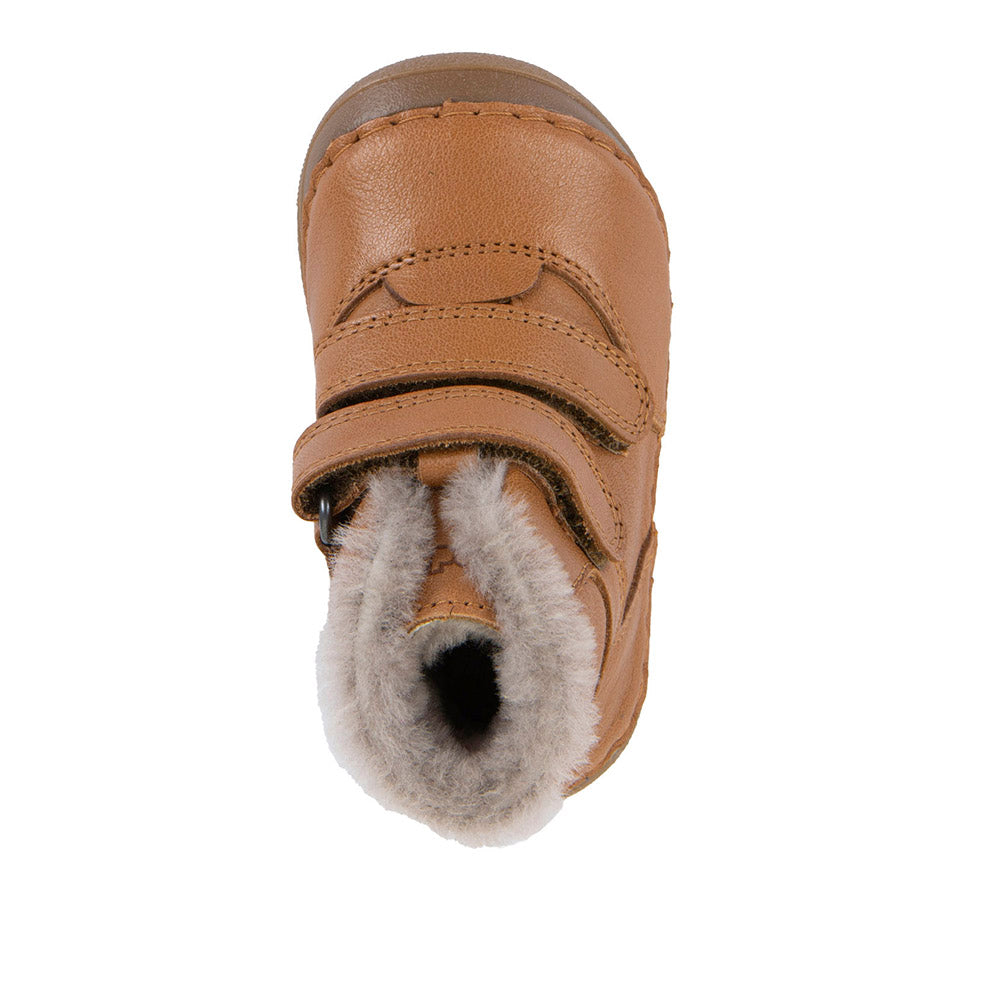 Paix Up Winter Waterproof Warm Lined Cognac Leather First Walking Boot