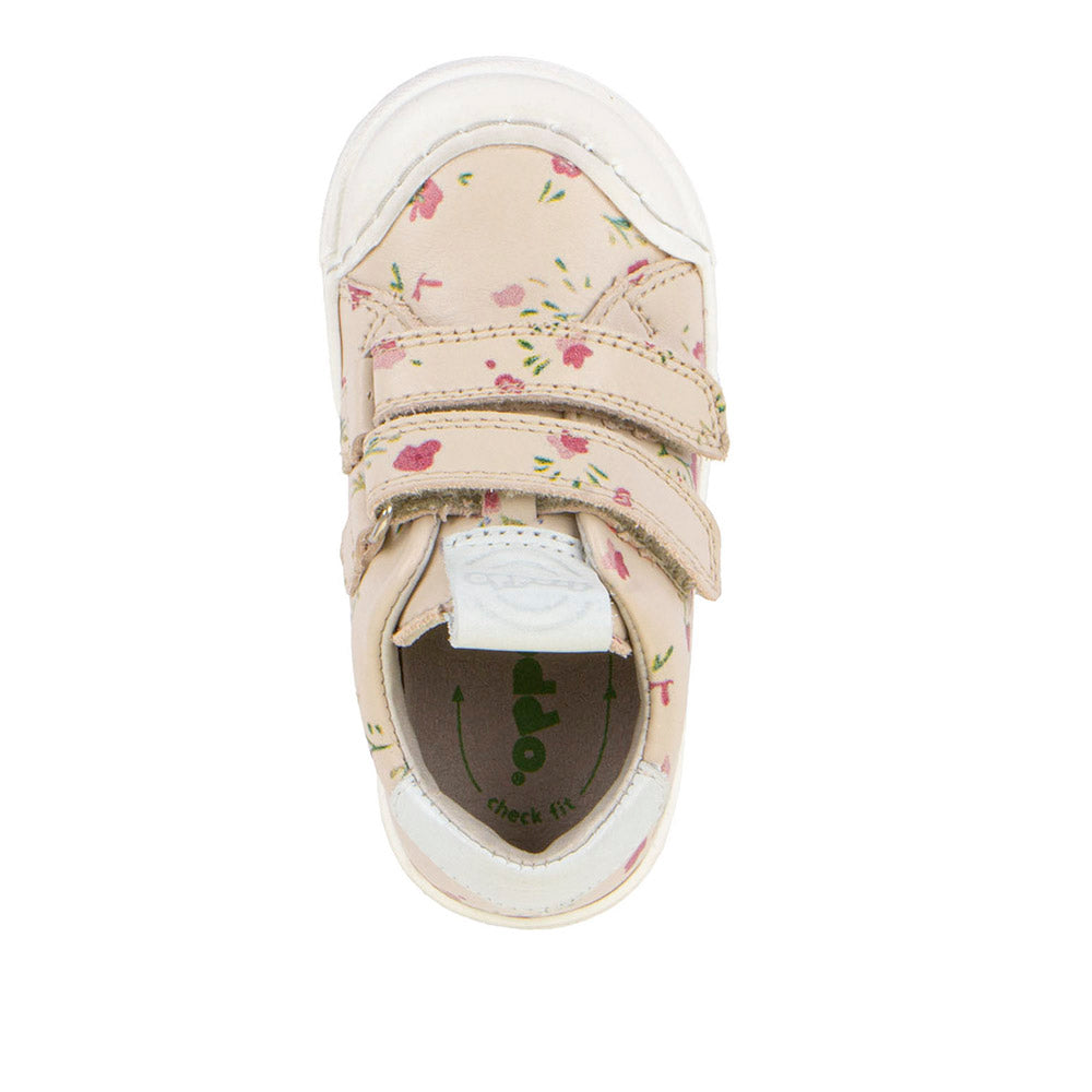 Rosario PInk Flowers Leather First Walking Shoe