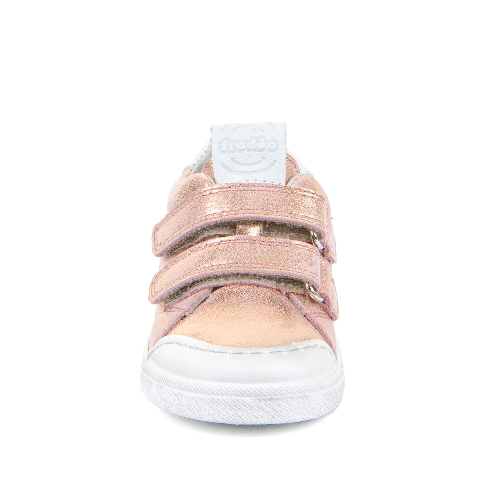 Rosario Pink Gold Leather First Walking Shoe