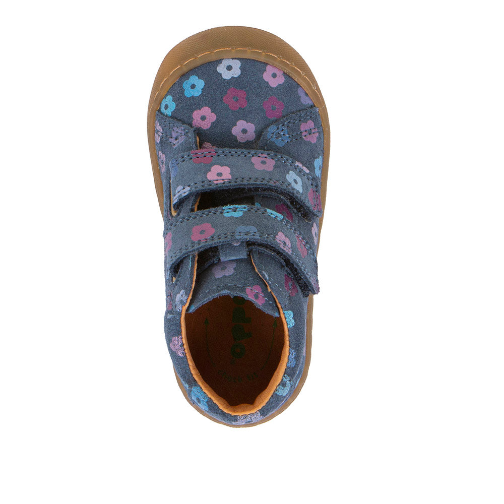 Ollie S Blue Flowers First Walking Shoe