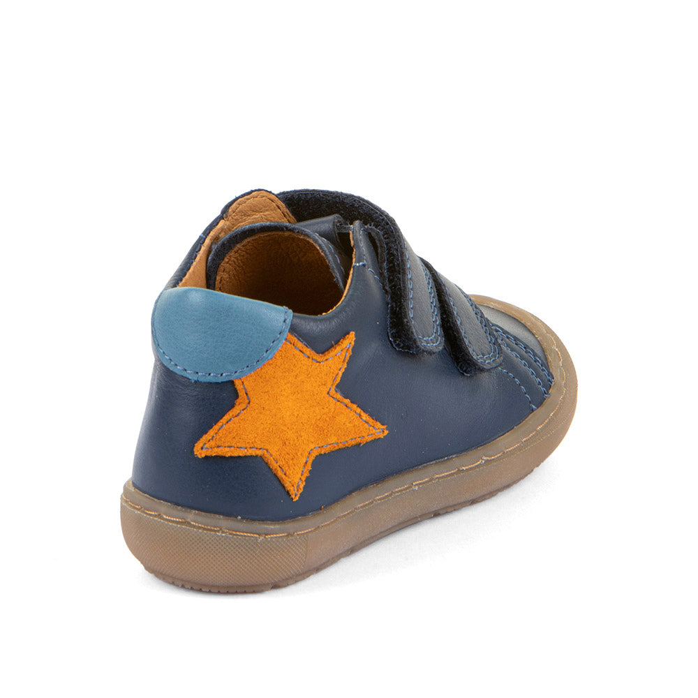 Ollie Dark Blue Orange Star Leather First Walking Shoe
