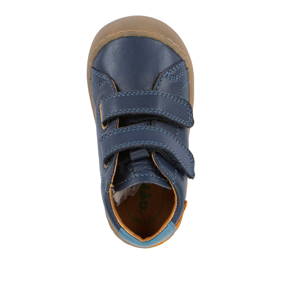 Ollie Dark Blue Orange Star Leather First Walking Shoe