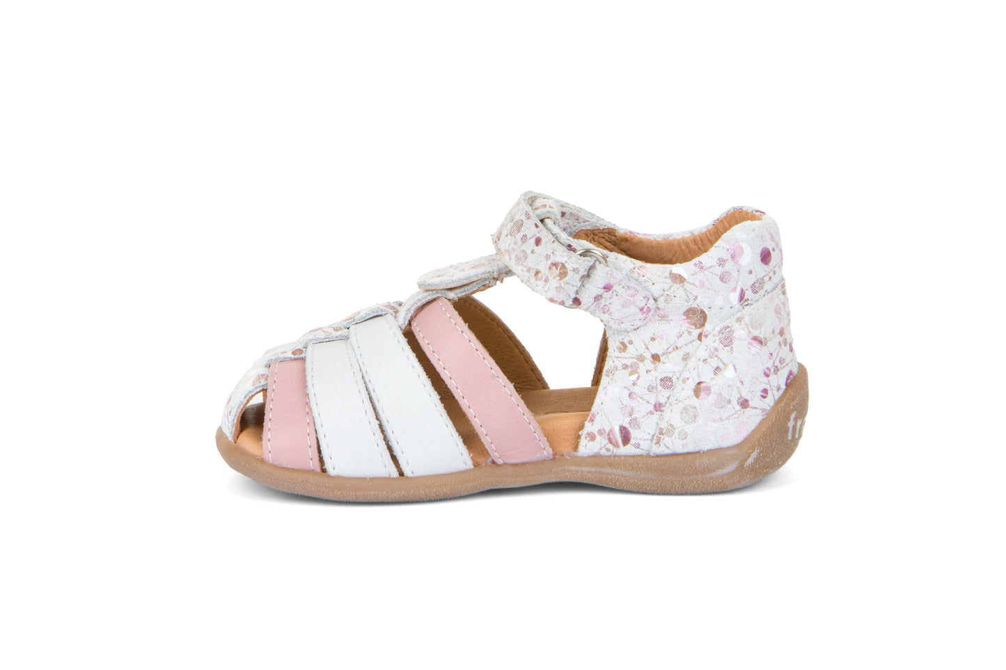 Carte White Fuxia Flowers Leather Toddler Sandal