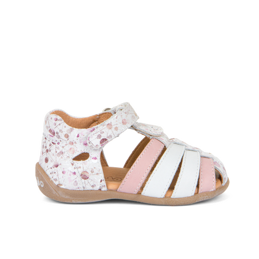 Carte White Fuxia Flowers Leather Toddler Sandal