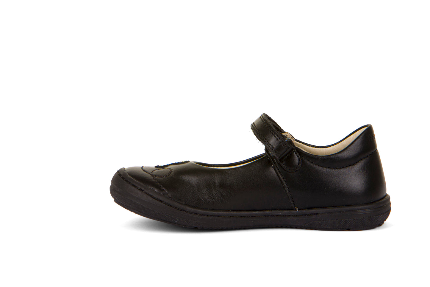 Mia DF Black Leather Girl's School Shoe