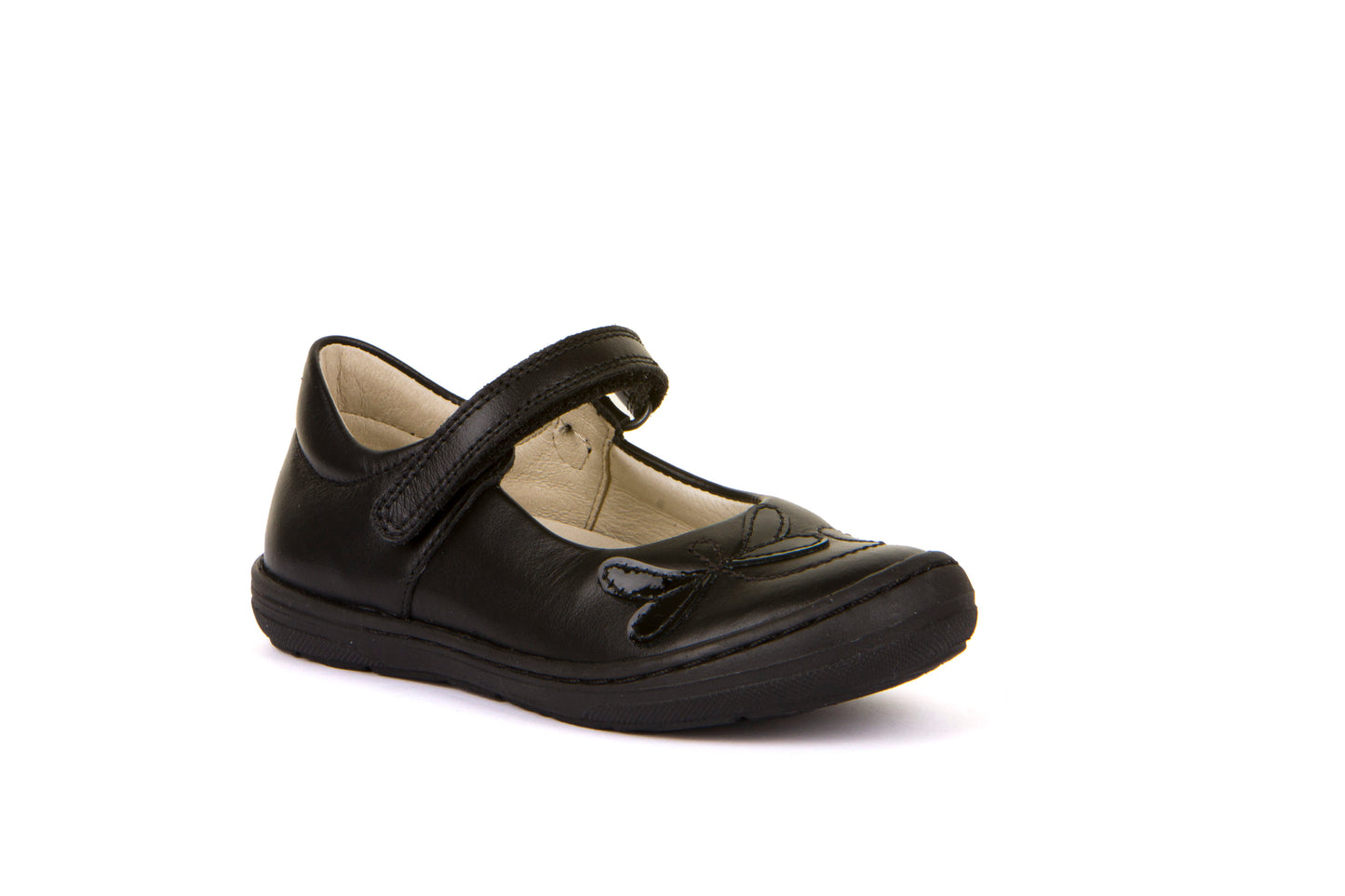 Mia DF Black Leather Girl's School Shoe