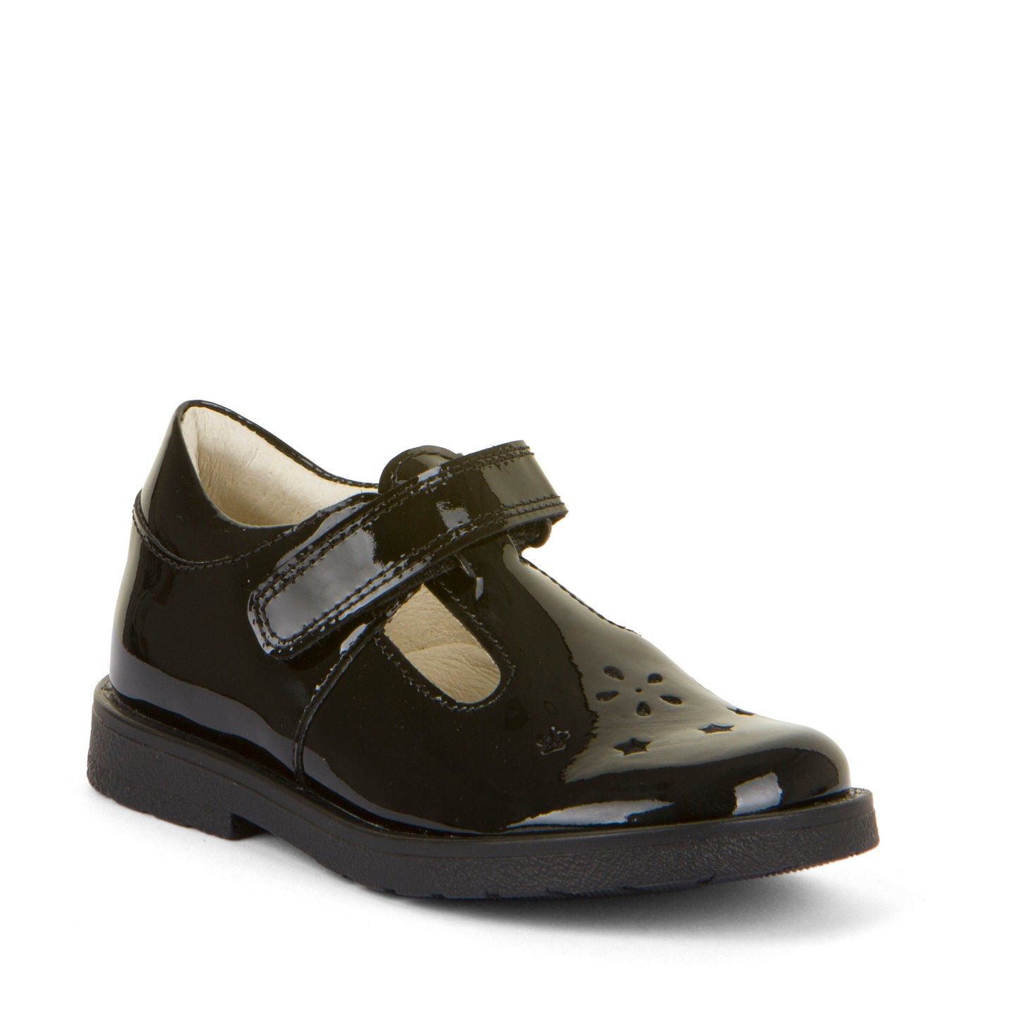 Evia Black Patent Leather T-Bar Girl's School Shoe