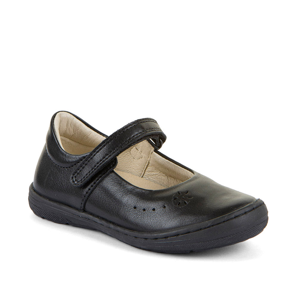 Mia Black Leather Girl's School Shoe
