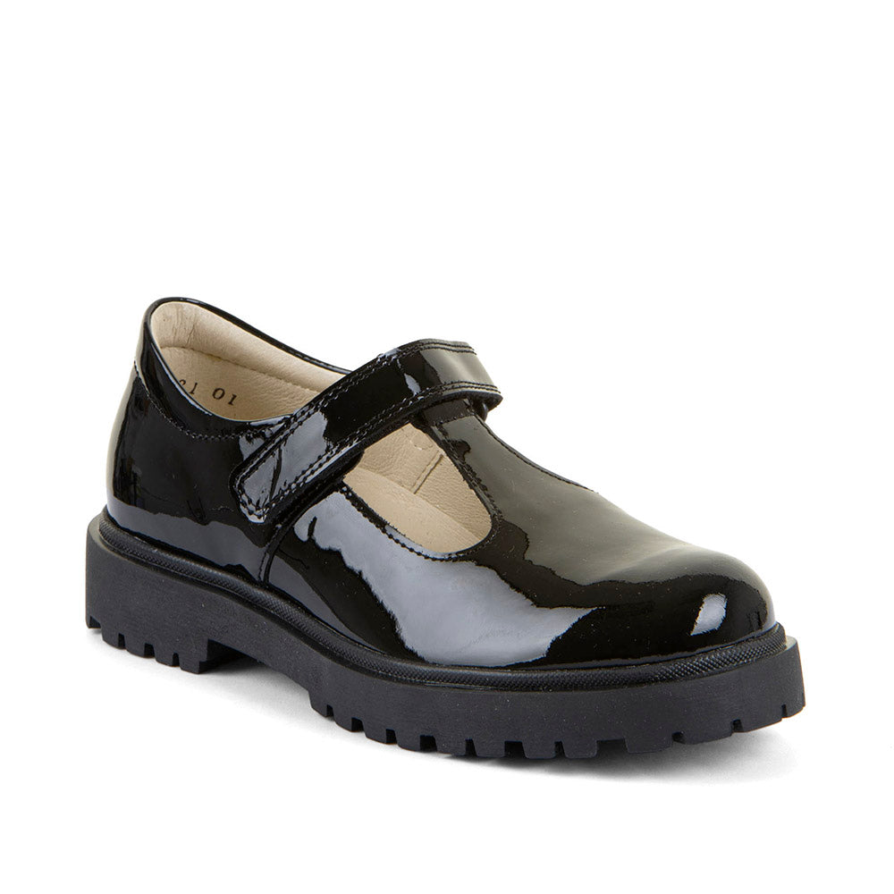 Lea Black Patent Leather T Bar Girls School Shoe