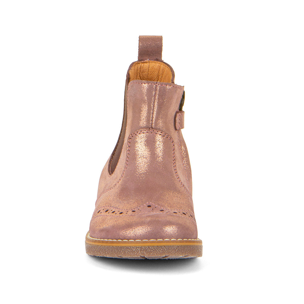 Chelys Brogue Chelsea Boot in Pink/Gold