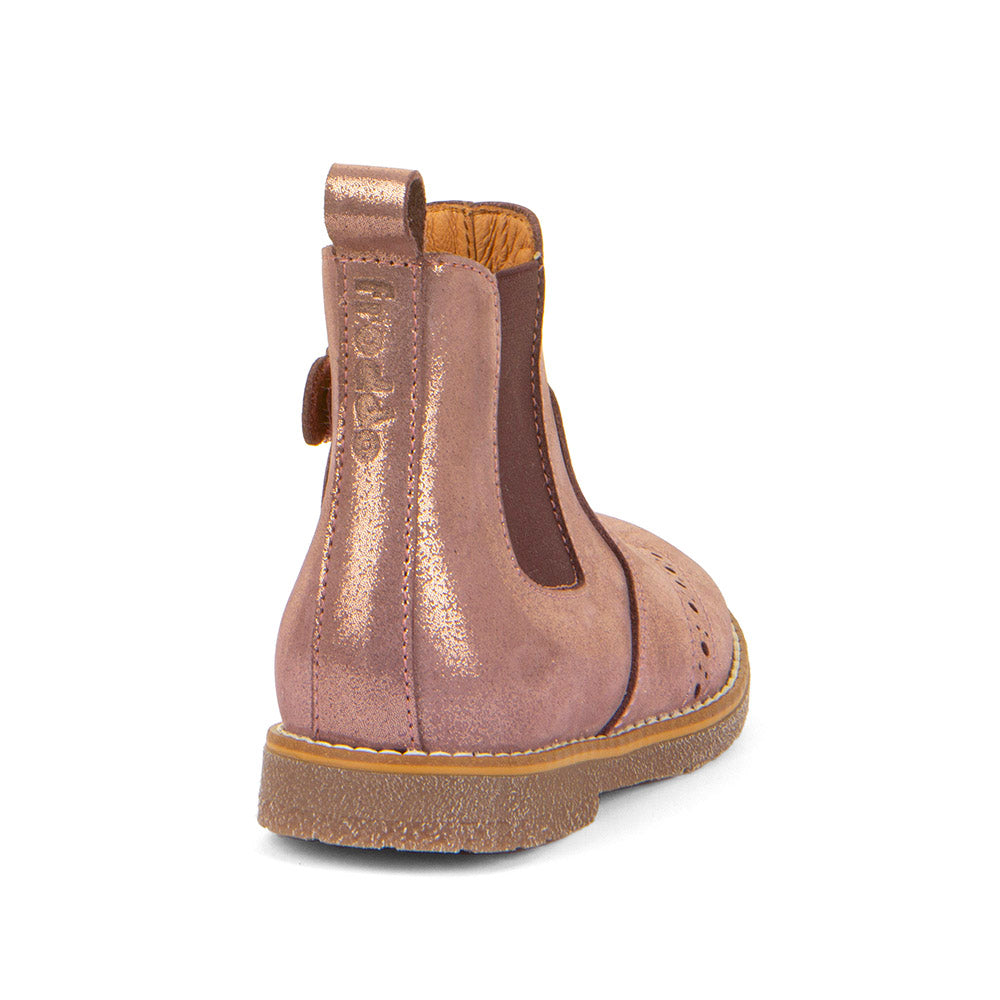 Chelys Brogue Chelsea Boot in Pink/Gold