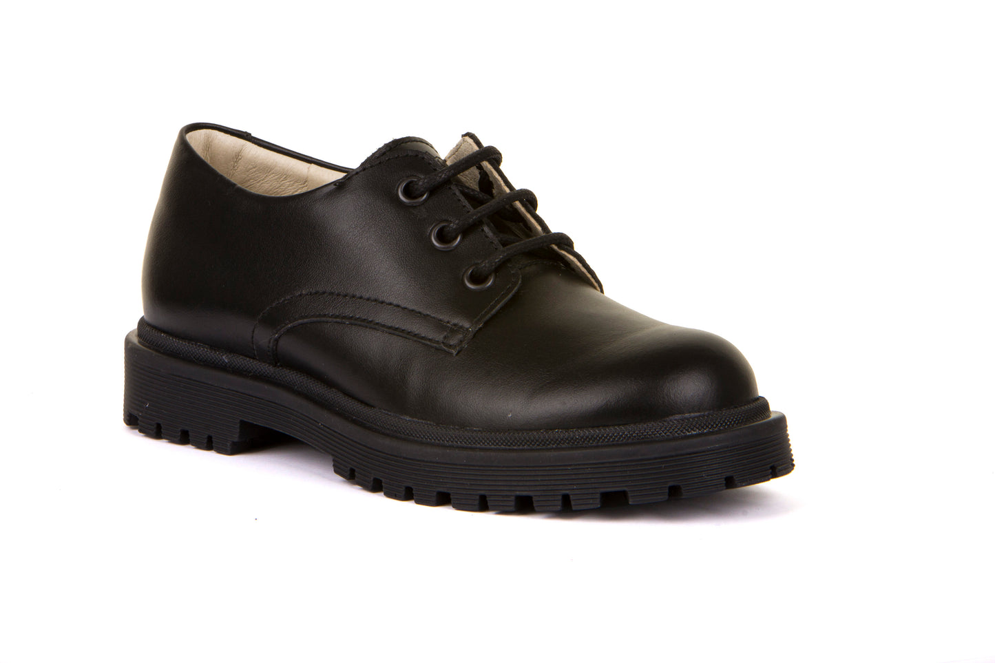 Lea Black  Leather Lace Up School Shoe